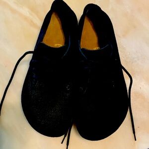 Birkenstock, like new, black suede, lace up shoes